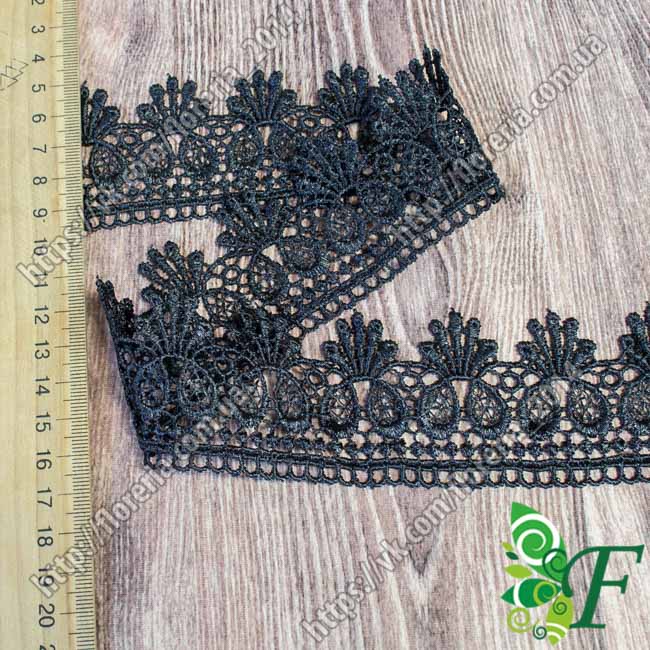 №144 Кружево макраме Жабо_черное за 1.25 м