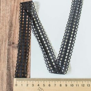 Кружево стрейчевое Сетка черное 2,5 см Кр-Стрейч-28