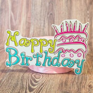 Декор Топпер пластиковый полноцветный Happy Birthday торт Топп-9