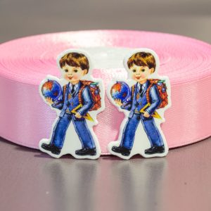Кабошон Серединка Школьник с глобусом