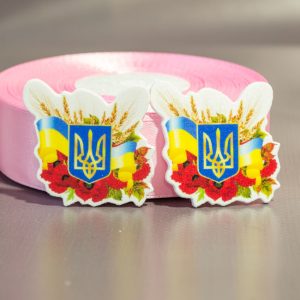 Заготовка для значка Герб Украины Трезубец и маки Сб-390