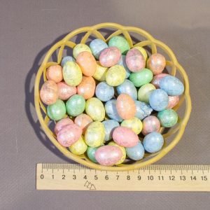Пасхальный декор набор в корзинке яйца с поталью 2,8 см ПД-1318