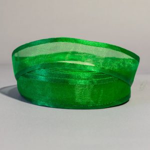 Лента органза атласным краем 25 мм зеленый за 5 м ЛО25-02