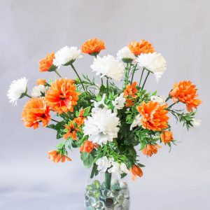 Букет Куст Хризантемы бело-оранжевый Б-46