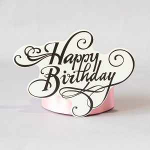 Декор Топпер пластиковый полноцветный Happy Birthday завитки Топп-5