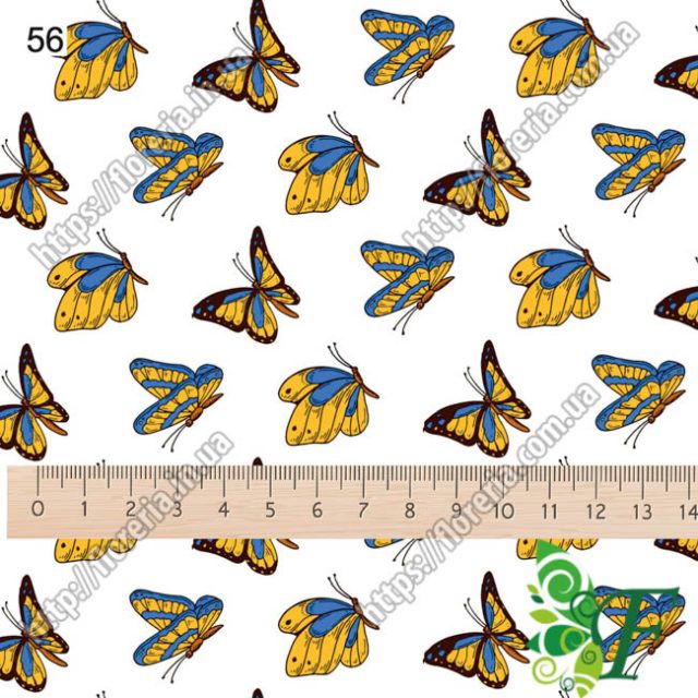 Выбор материала для принта Бабочки желто-голубые МП-56
