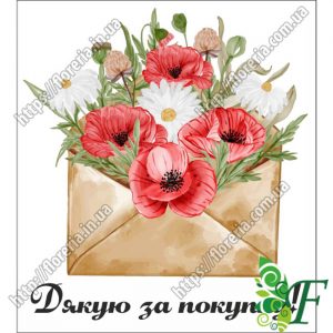 Бирка открытка 5 х 4,5 см Конверт с цветами за 100 шт