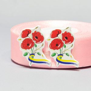 Кабошон Серединка Маки с сине желтой лентой