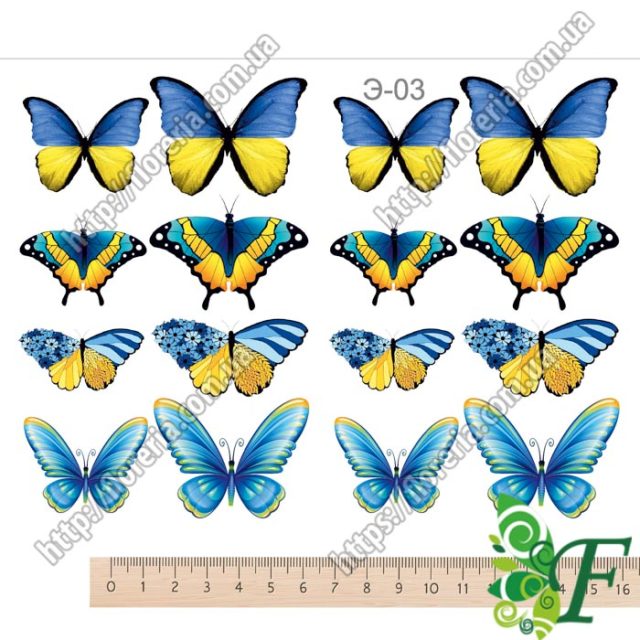 Выбор материала для принта Бабочки сине-желтые Э-03