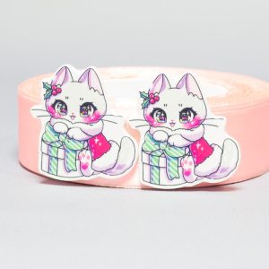 Кабошон Серединка Котик с подарком