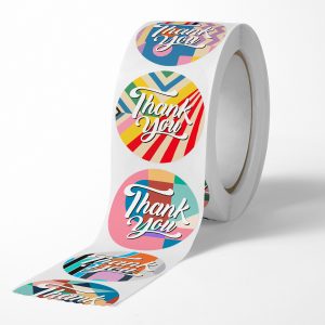 Стикеры наклейки в бобине 500 шт Спасибо тебе (цветные полосы)