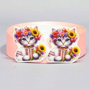 Кабошон Серединка Кошка с подсолнухом