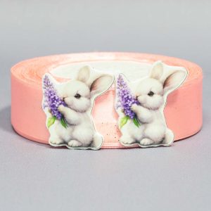 Кабошон Серединка Зайчик с сиренью БРАК