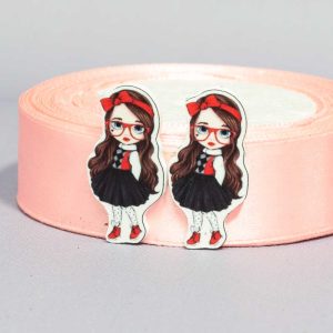 Кабошон Серединка Школьница в очках БРАК