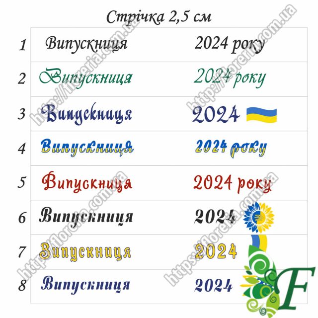 Репсовая лента Набор 5 шт. по 20 см. Выбор надписи на ленте. Выпускница МЛ-61