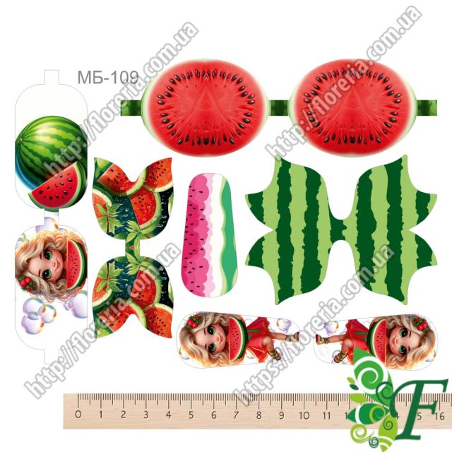 Выбор материала для принта Готовый бантик Арбуз МБ-109