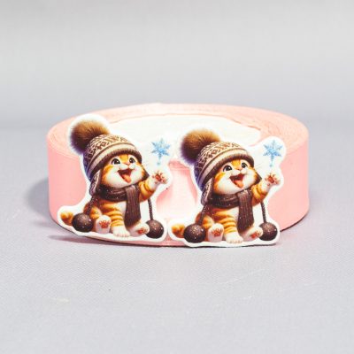 Кабошон Серединка Котик со снежинкой