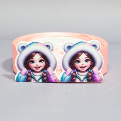 Кабошон Серединка Девочка в мятно-розовом капюшоне