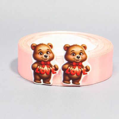 Кабошон Серединка Мишка со словом LOVE