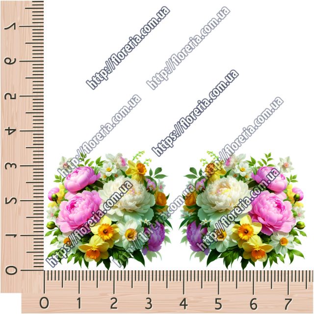 ТермоНаклейки Букет розовых пионов за 2 шт
