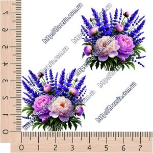 ТермоНаклейки Букет пионы и лаванда за 2 шт