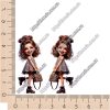 ТермоНаклейки Модница в леопардовом платье БЕЛЫЙ ФОН за 2 шт