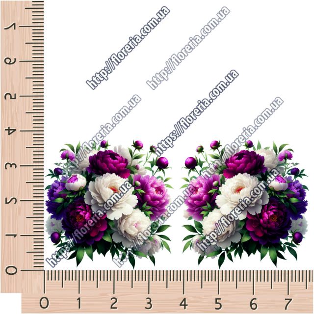 ТермоНаклейки Букет бордовых пионов за 2 шт