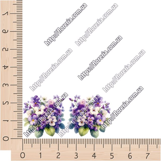 ТермоНаклейки Букет фиалок малый за 2 шт