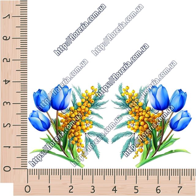 ТермоНаклейки Букет тюльпаны и мимозы за 2 шт