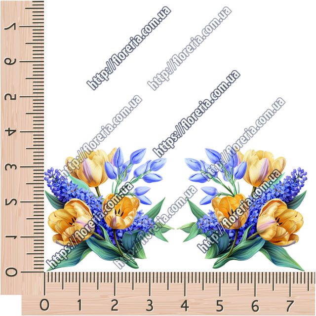 ТермоНаклейки Букет тюльпаны и сирень за 2 шт