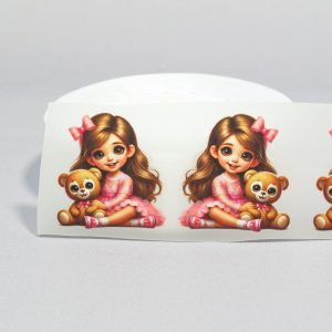 ТермоНаклейки Девочка с игрушкой мишка за 2 шт