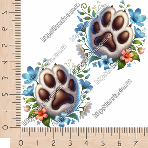 ТермоНаклейки Белые лапки с цветами за 2 шт