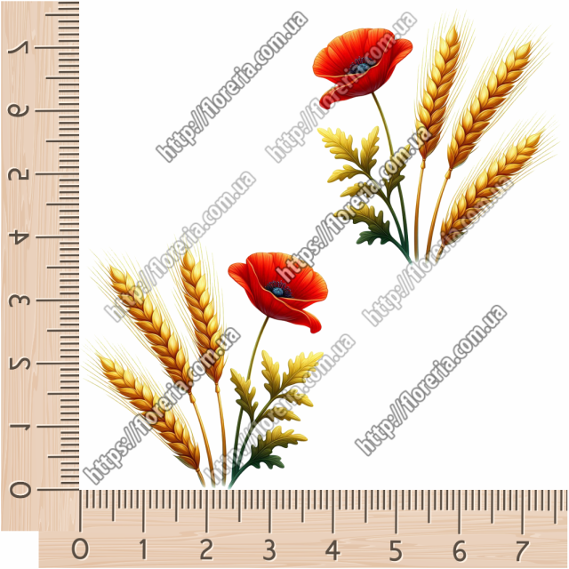 ТермоНаклейки Букет колосков с маком за 2 шт