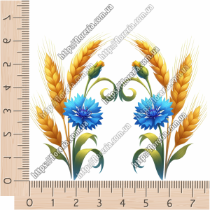 ТермоНаклейки Букет колосков с васильком за 2 шт