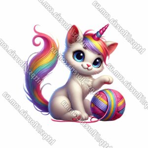 Кабошон Серединка Котик единорог с клубком