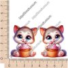 ТермоНаклейки Котик серый с кексом за 2 шт