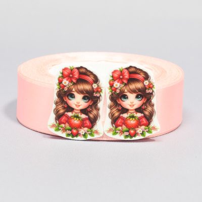 Кабошон Серединка Девочка с клубникой