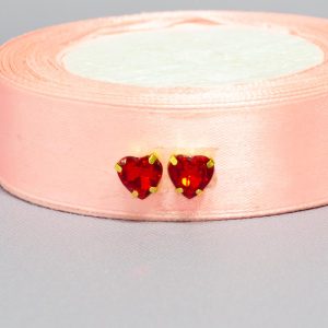 Кабошон Сердечки пришивные красные за 10 шт