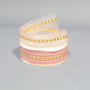 Лента Сетка с сердечками 2,5 см розовая за 1 м.