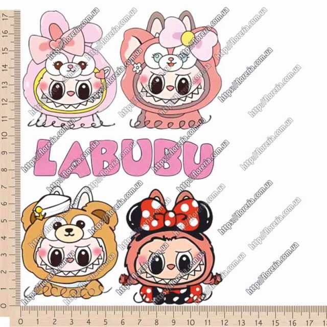 ТермоНаклейки на одежду Лабубу надпись Labubu