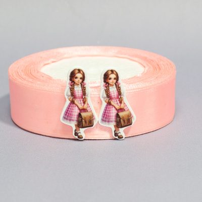 Кабошон Серединка Школьница в розовом с рюкзаком
