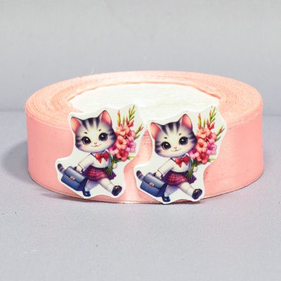Кабошон Серединка Кошечка с гладиолусами