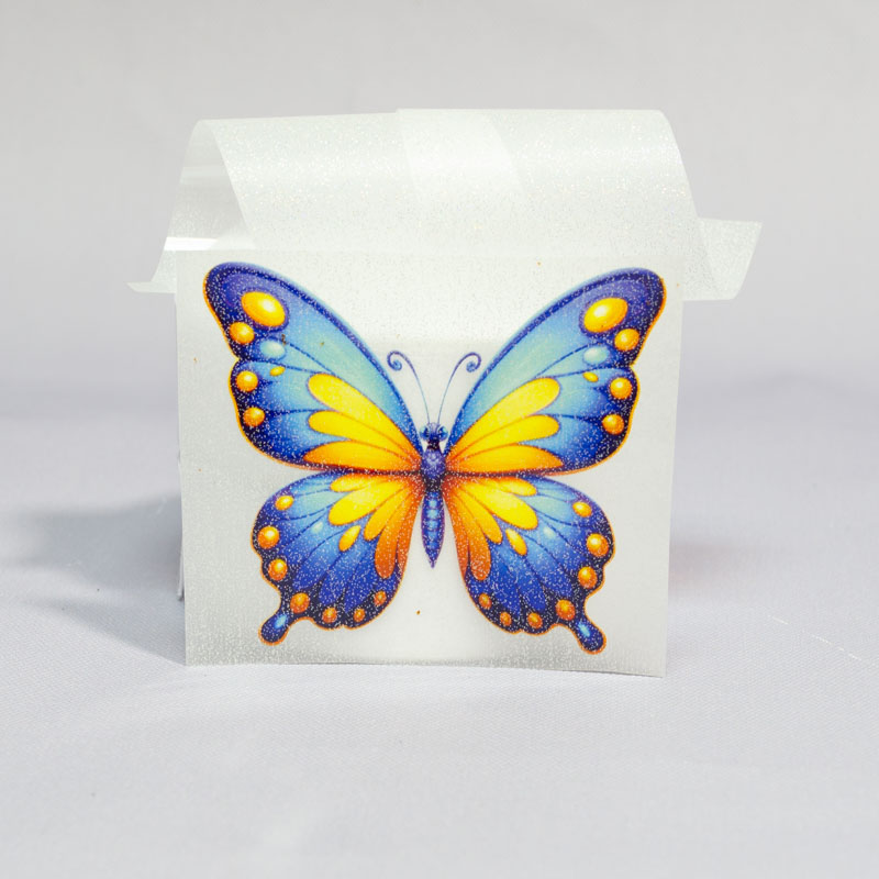 ТермоНаклейки ГЛИТТЕР Бабочка сине-желтая за 1 шт