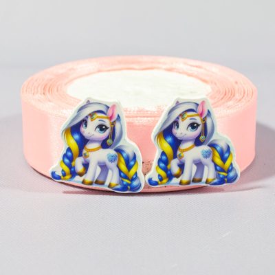 Кабошон Серединка Лошадь коса желто-синяя