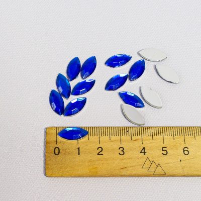 Кабошон Стразы клеевые 7 * 15 мм РИС синий за 10 шт
