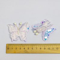 Декор Бабочка с бусинами Пайетки сиреневая за 1 шт