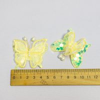 Декор Бабочка с бусинами Пайетки желтая за 1 шт