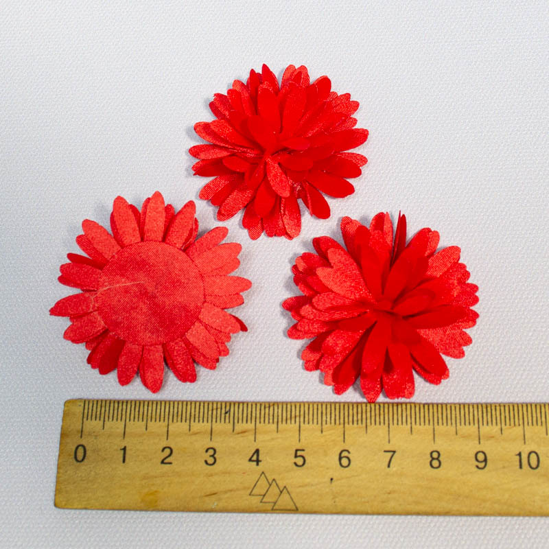 Декор Цветок из тафты Хризантема красная за 1 шт.