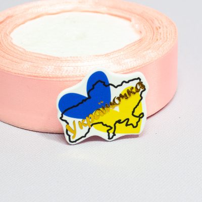 Кабошон пластиковый Зеркальная вставка Украина и сердца Украиночка